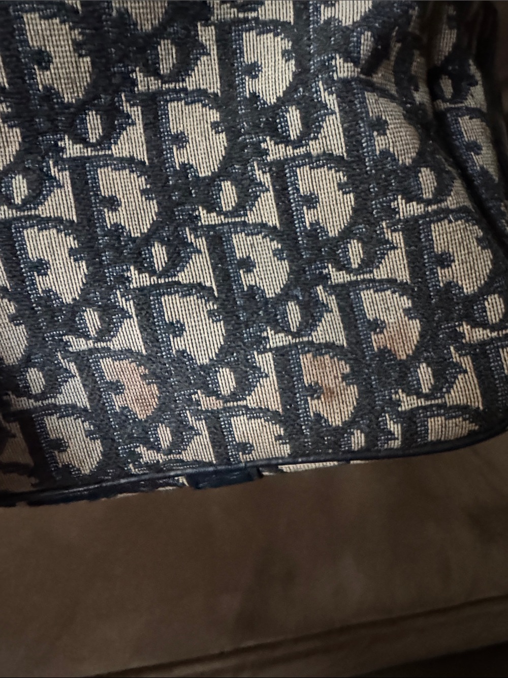 Christian Dior Trotter Canvas Boston Bag Hand Bag Vintage Navy - Picture 10 of 16